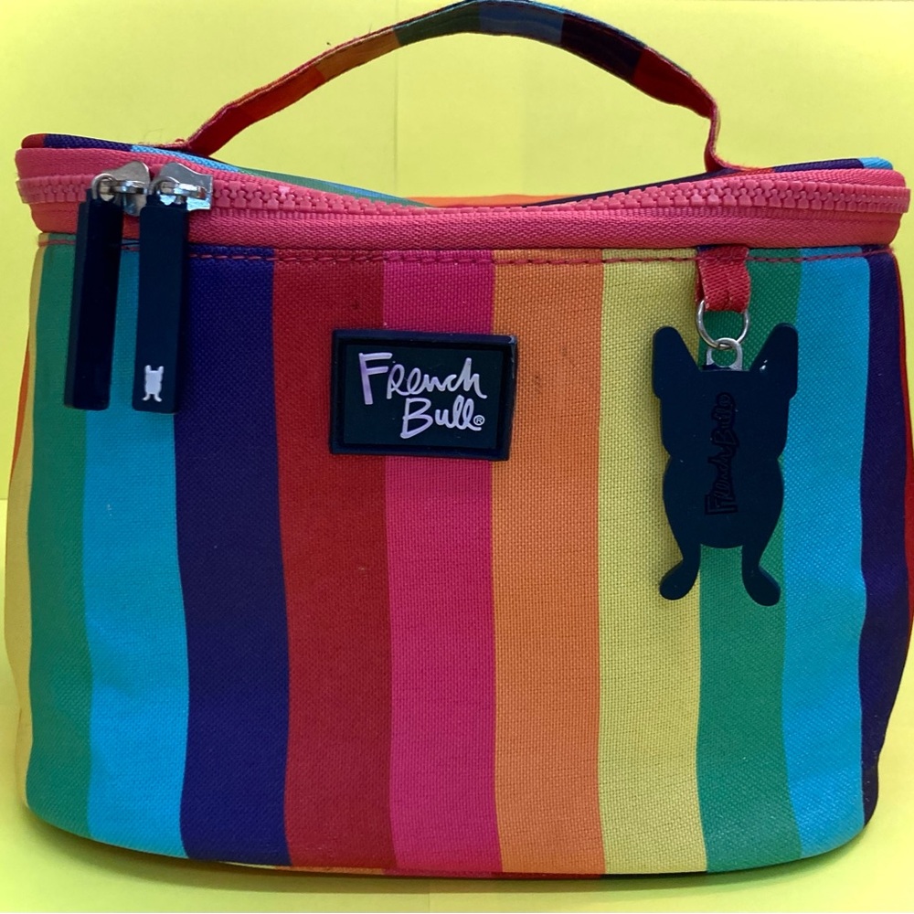 French Bull Rainbow Striped Cosmetic Bag